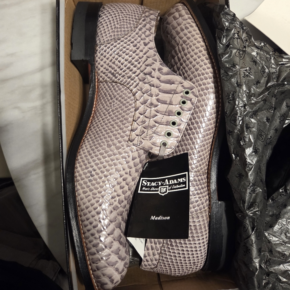 Stacy Adams Madison Men's Snake Print Shoes - Gray